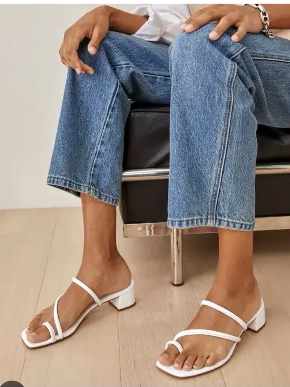 Reformation Meena Block Heel Sandal White women’s size 10.5